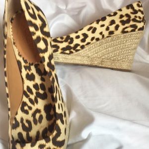 j Crew size 9, leopard print wedge espadrille
